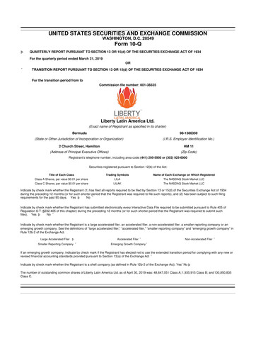 Thumbnail Liberty Latin America
 10-Q Quarterly Report FY2019 