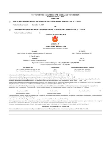 Thumbnail Liberty Latin America
 10-K Annual Report 2019