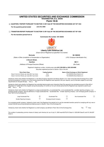 Thumbnail Liberty Latin America
 10-Q Quarterly Report FY2020 