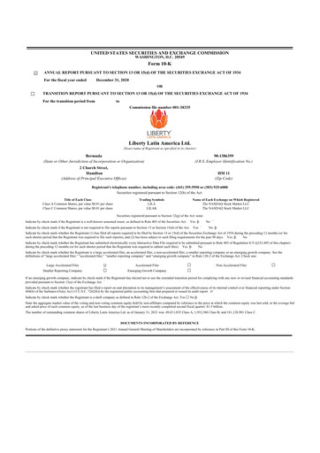 Thumbnail Liberty Latin America
 10-K Annual Report 2020