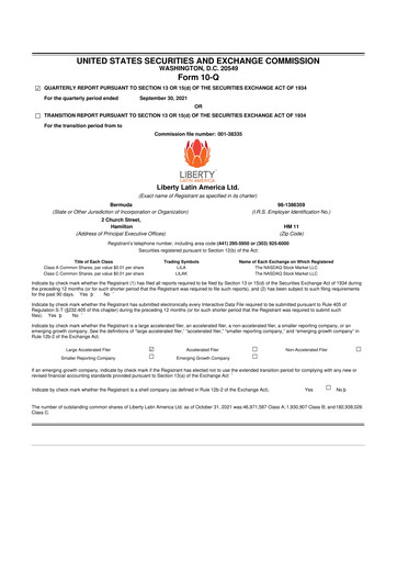 Thumbnail Liberty Latin America
 10-Q Quarterly Report FY2021 