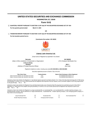 Thumbnail Liberty Latin America
 10-Q Quarterly Report FY2022 