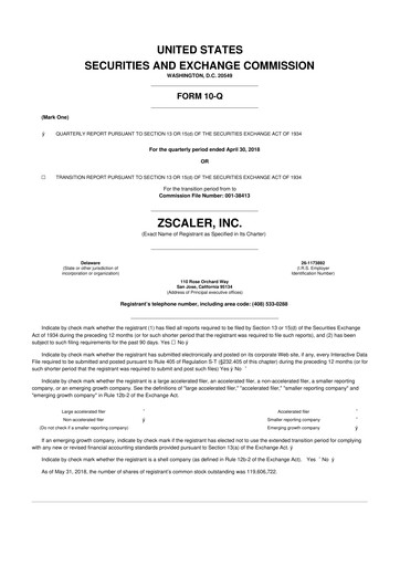 Thumbnail Zscaler 10-Q Quarterly Report FY2018 