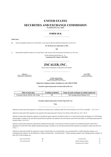 Thumbnail Zscaler 10-K Annual Report 2019