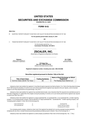 Thumbnail Zscaler 10-Q Quarterly Report FY2021 