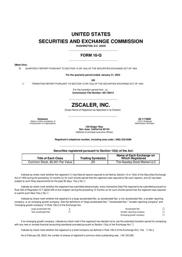 Thumbnail Zscaler 10-Q Quarterly Report FY2023 