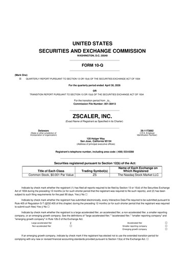 Miniature Zscaler 10-Q Rapport trimestriel 2026 