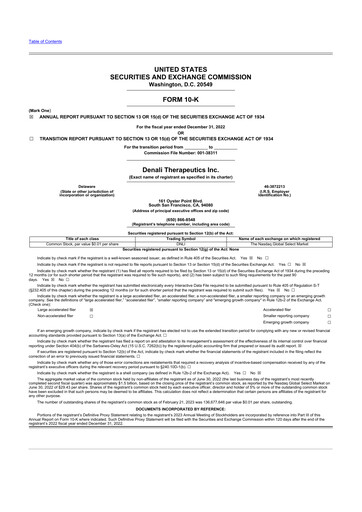 Thumbnail Denali Therapeutics
 10-K Annual Report 2022