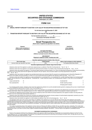 Thumbnail Denali Therapeutics
 10-K Annual Report 