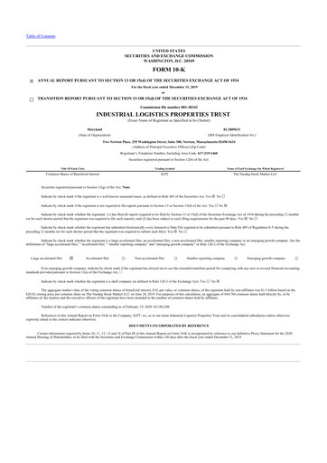 Thumbnail Industrial Logistics Properties Trust 10-K Annual Report 2019