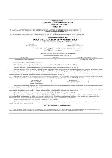 Thumbnail Industrial Logistics Properties Trust 10-K Annual Report 2020