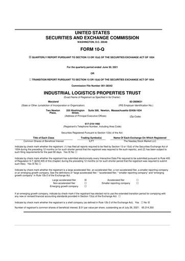 Miniature Industrial Logistics Properties Trust 10-Q Rapport trimestriel 2021 