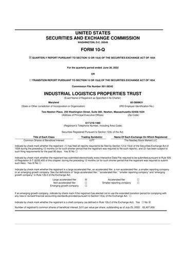 Miniature Industrial Logistics Properties Trust 10-Q Rapport trimestriel 2022 