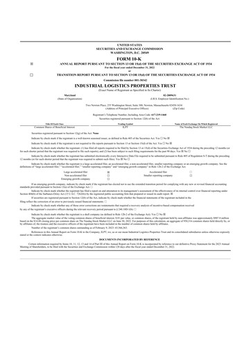 Thumbnail Industrial Logistics Properties Trust 10-K Annual Report 2022