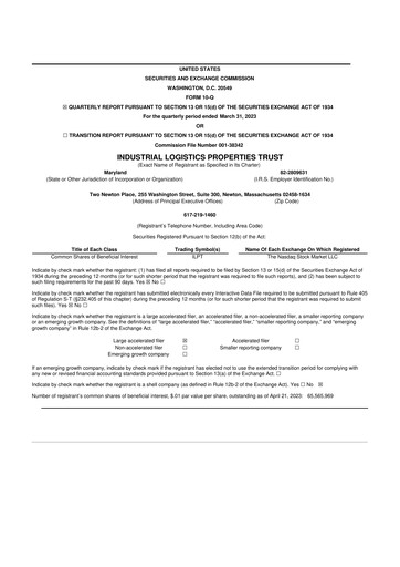 Miniature Industrial Logistics Properties Trust 10-Q Rapport trimestriel 2023 