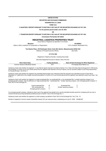 Miniature Industrial Logistics Properties Trust 10-Q Rapport trimestriel 2023 