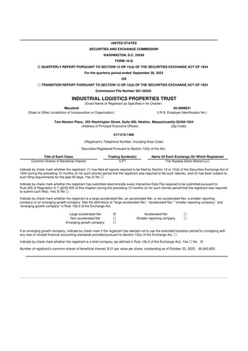 Miniature Industrial Logistics Properties Trust 10-Q Rapport trimestriel 2023 