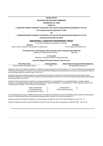 Miniature Industrial Logistics Properties Trust 10-Q Rapport trimestriel 2025 