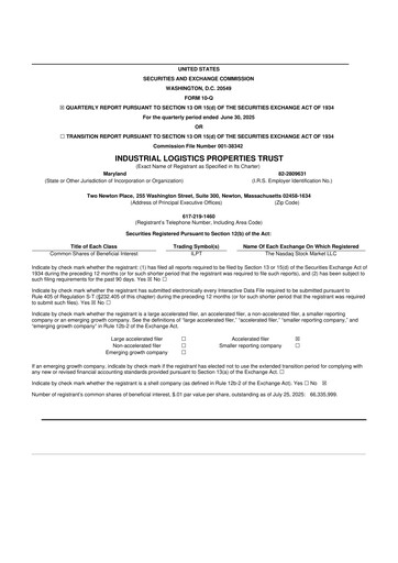 Miniature Industrial Logistics Properties Trust 10-Q Rapport trimestriel 2025 