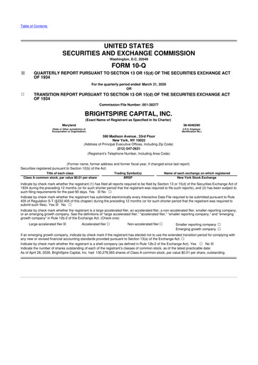 Thumbnail BrightSpire Capital 10-Q Quarterly Report FY 