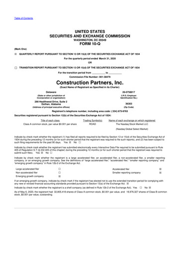 Thumbnail Construction Partners
 10-Q Quarterly Report FY2020 