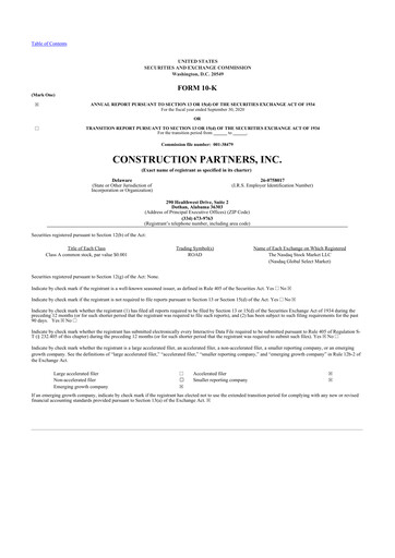 Miniature Construction Partners
 10-K Rapport annuel 2020