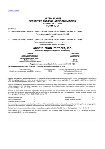 Thumbnail Construction Partners
 10-Q Quarterly Report FY2021 