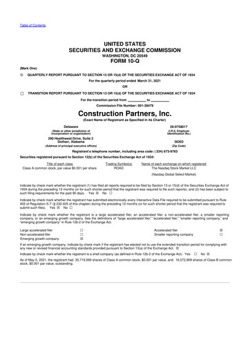 Thumbnail Construction Partners
 10-Q Quarterly Report FY2021 
