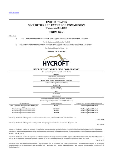 Thumbnail Hycroft Mining 10-K Annual Report 2020