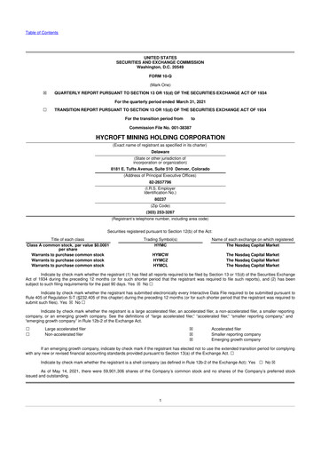 Thumbnail Hycroft Mining 10-Q Quarterly Report FY 