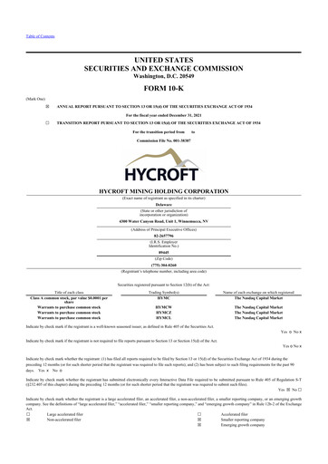 Thumbnail Hycroft Mining 10-K Annual Report 2021