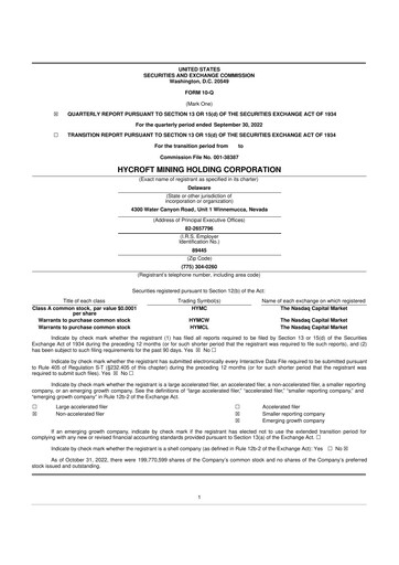 Thumbnail Hycroft Mining 10-Q Quarterly Report FY 