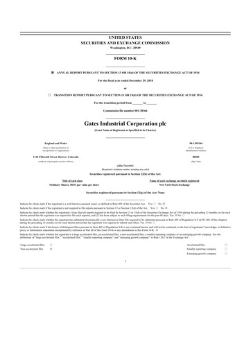 Vorschaubild Gates Industrial Corp 10-K Jahresbericht 2018