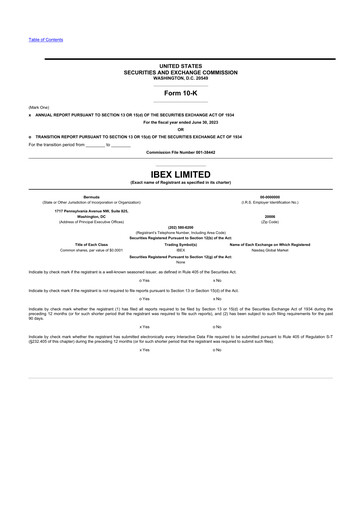 Thumbnail IBEX 10-K Annual Report 2023