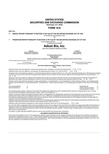 Thumbnail Adicet Bio 10-K Annual Report 