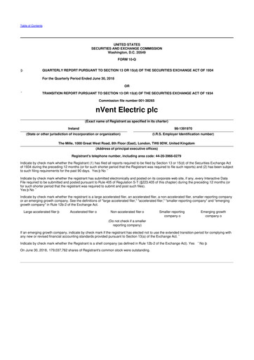 Thumbnail nVent Electric 10-Q Quarterly Report FY2018 