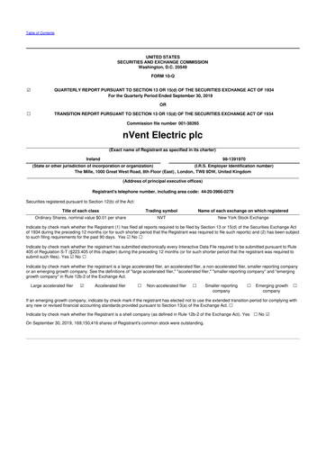 Thumbnail nVent Electric 10-Q Quarterly Report FY2019 