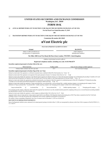 Vorschaubild nVent Electric 10-K Jahresbericht 2019