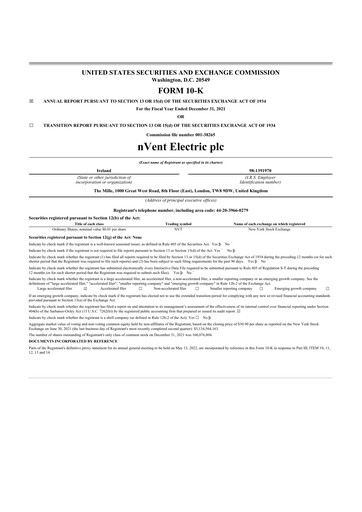 Vorschaubild nVent Electric 10-K Jahresbericht 2021