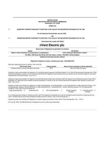 Thumbnail nVent Electric 10-Q Quarterly Report FY2021 