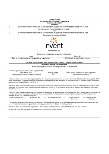 Thumbnail nVent Electric 10-Q Quarterly Report FY2023 