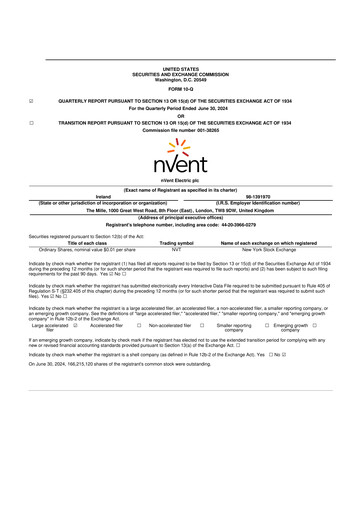 Thumbnail nVent Electric 10-Q Quarterly Report FY2024 