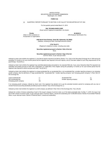 Thumbnail SKYX Platforms 10-Q Quarterly Report FY2018 