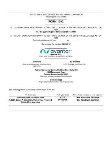 Thumbnail Avantor 10-Q Quarterly Report FY2020 