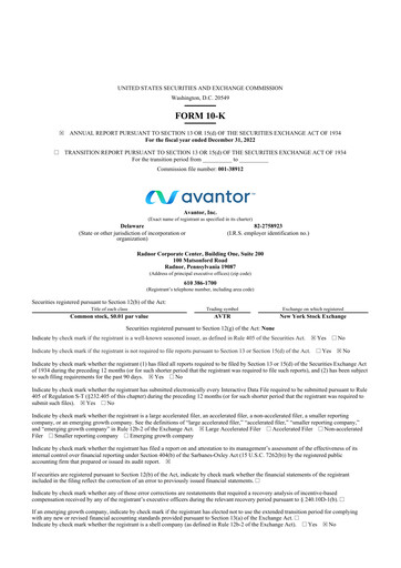 Thumbnail Avantor 10-K Annual Report 2022