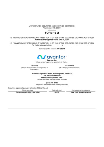 Thumbnail Avantor 10-Q Quarterly Report FY2023 