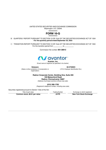 Thumbnail Avantor 10-Q Quarterly Report FY2023 