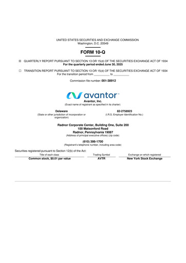 Thumbnail Avantor 10-Q Quarterly Report FY2025 