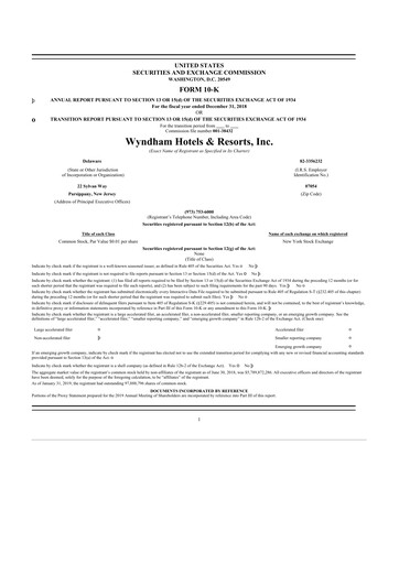 Thumbnail Wyndham Hotels & Resorts 10-K Annual Report 2018