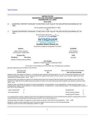 Thumbnail Wyndham Hotels & Resorts 10-Q Quarterly Report FY2020 